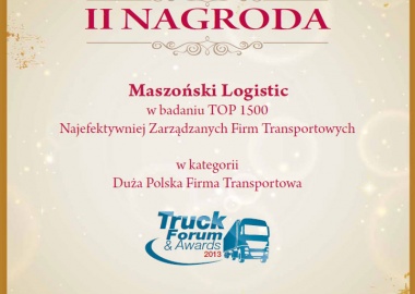 Most Effectively Managed Large Transport Company of the Year – Maszoński Logistic